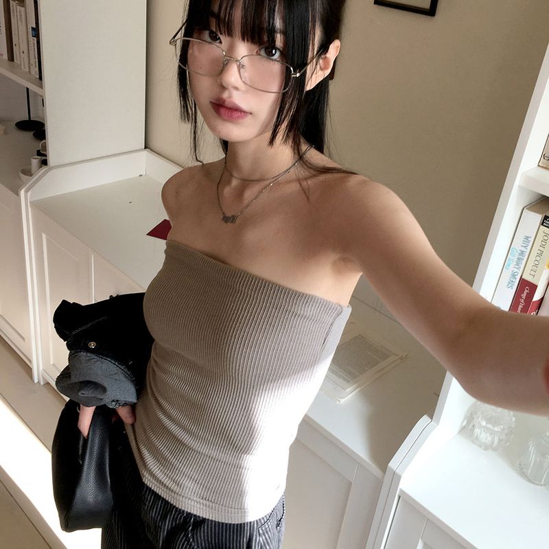 WONDER WONDER(ワンダーワンダー)の「Pobin Layered Ribbed Knit Tank Top Tube Top(Tops)」