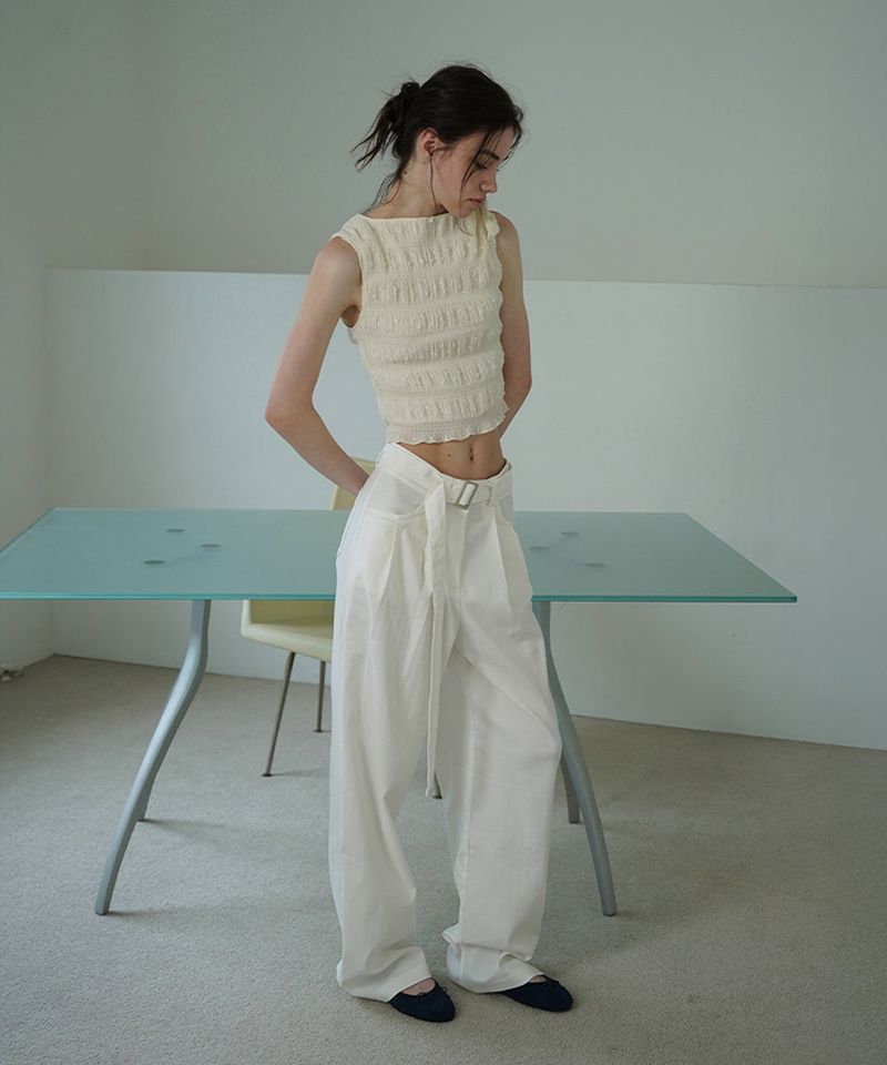 WITHOUTSUMMER（ウィズアウトサマー）の「Linen belted pants_ivory（Pants）」