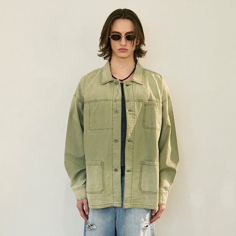 Washed French Work Jacket Khaki