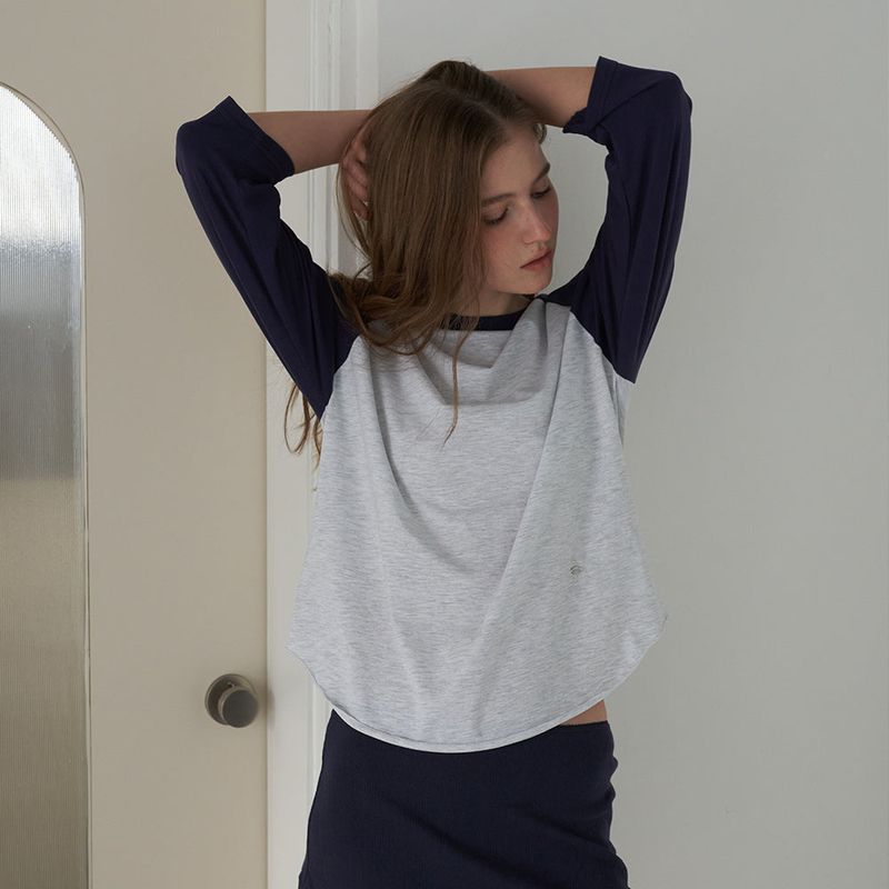 Cozy Mellow Charm Raglan Top_Navy