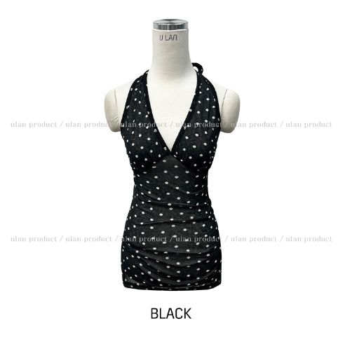 Even see-through dot halter sleeveless