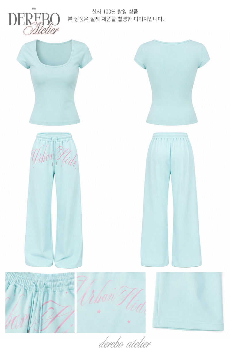 Taylor Mint Lettering Casual Wide Pants (TOP)