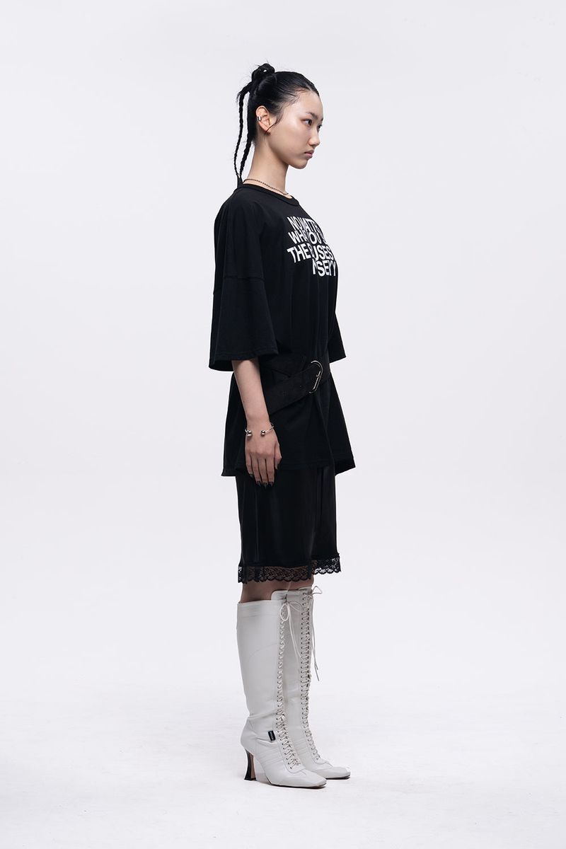 LETTERING BOXY FIT T-SHIRT - BLACK