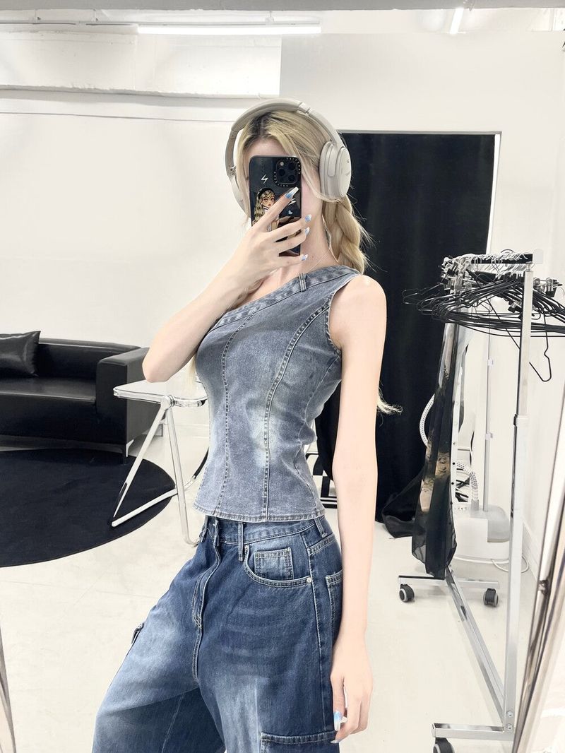 Seow(ソウ)の「1322. Unbal denim one shoulder top(Tops)」