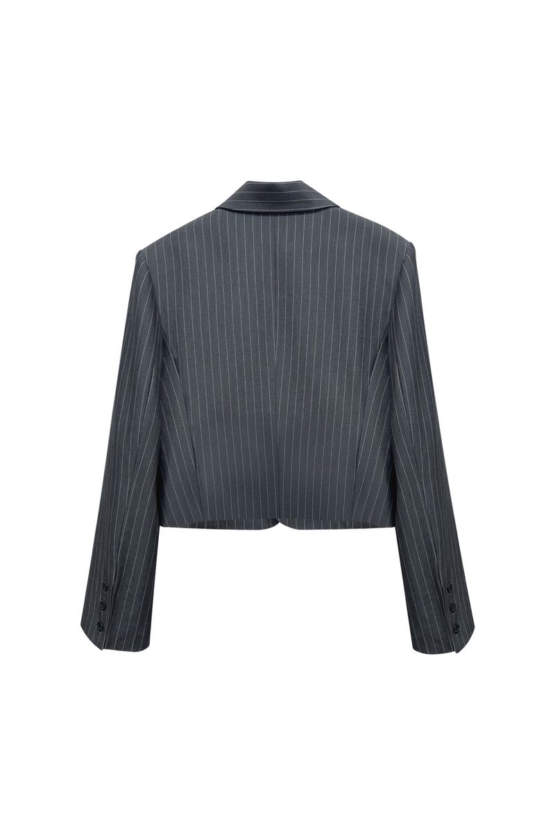 AVEL PINSTRIPE CROP JACKET / CHARCOAL