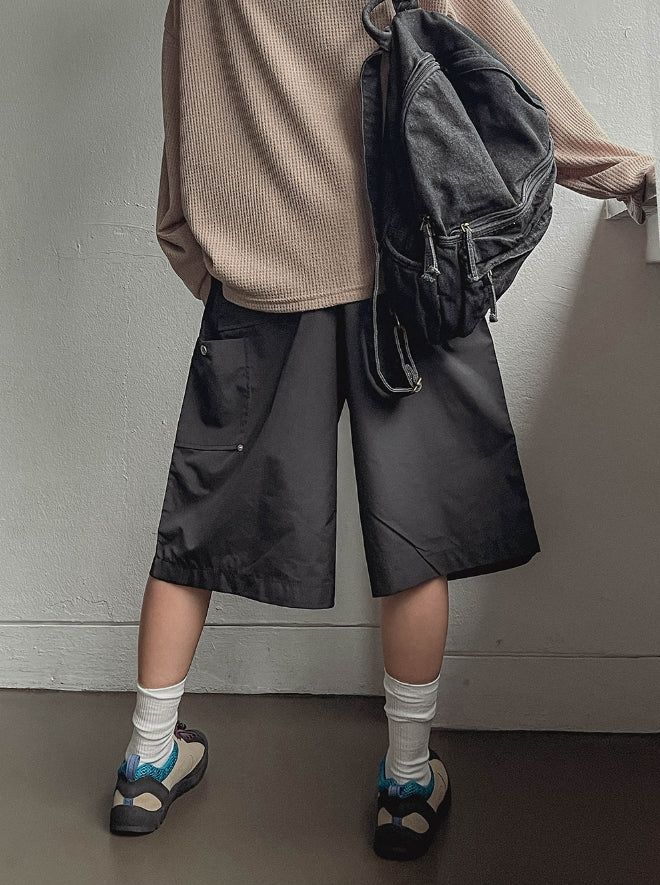 City Double Knee Rivet Bermuda Pants