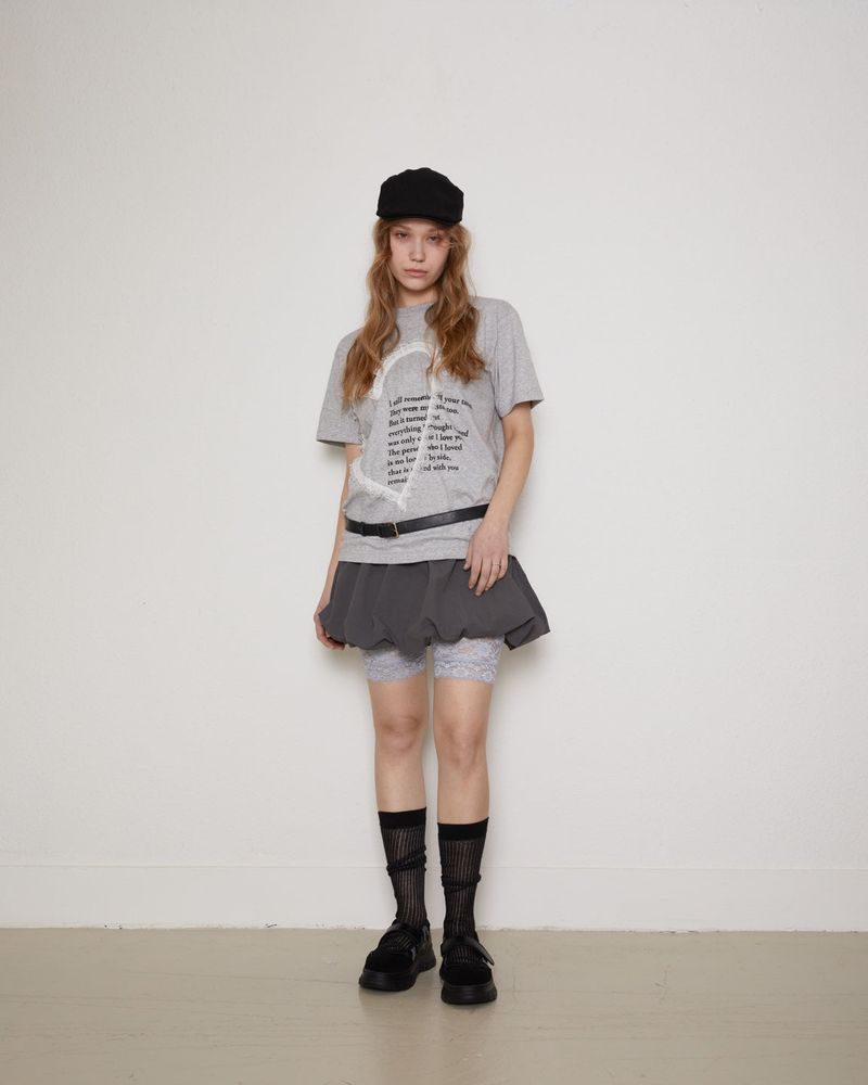 Folding puff skirt / gray