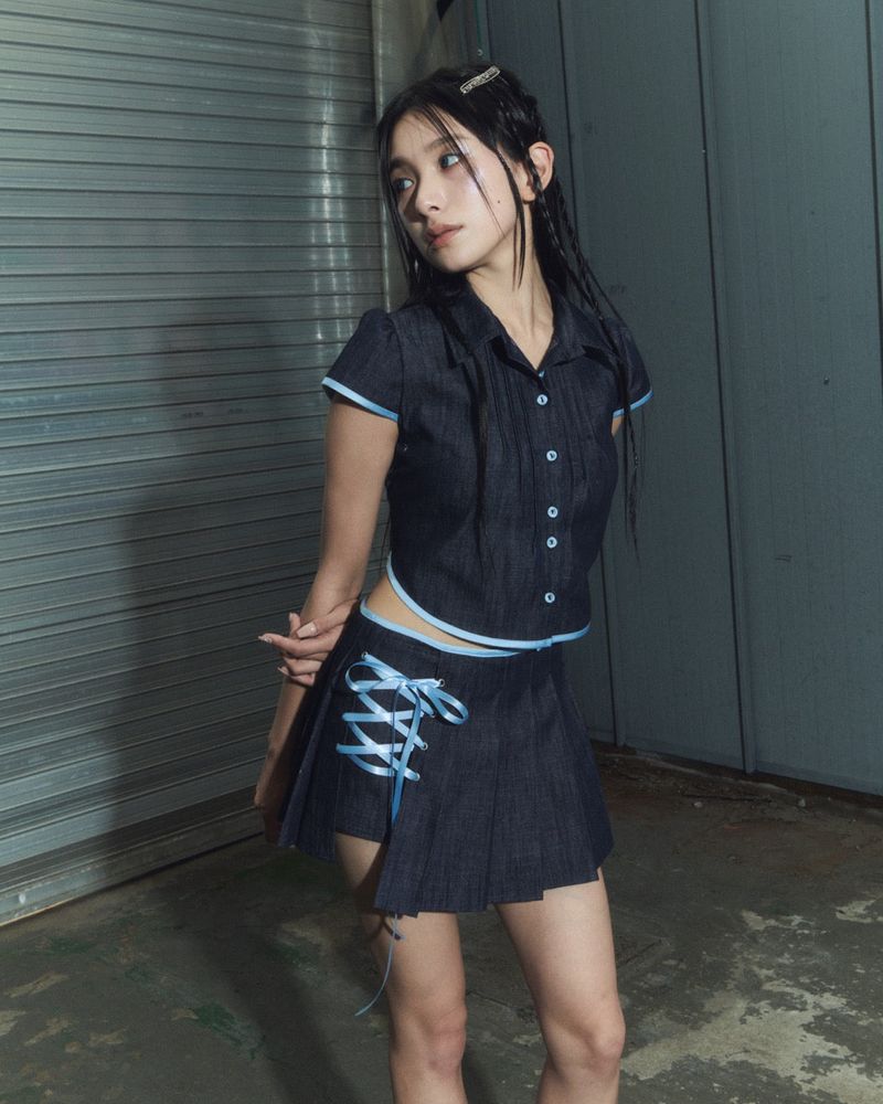 denim eyelet bl - deep blue