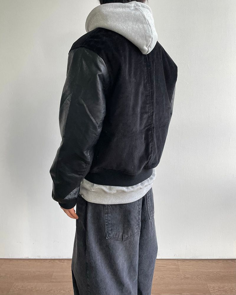 Baseball Corduroy Leather Jacket