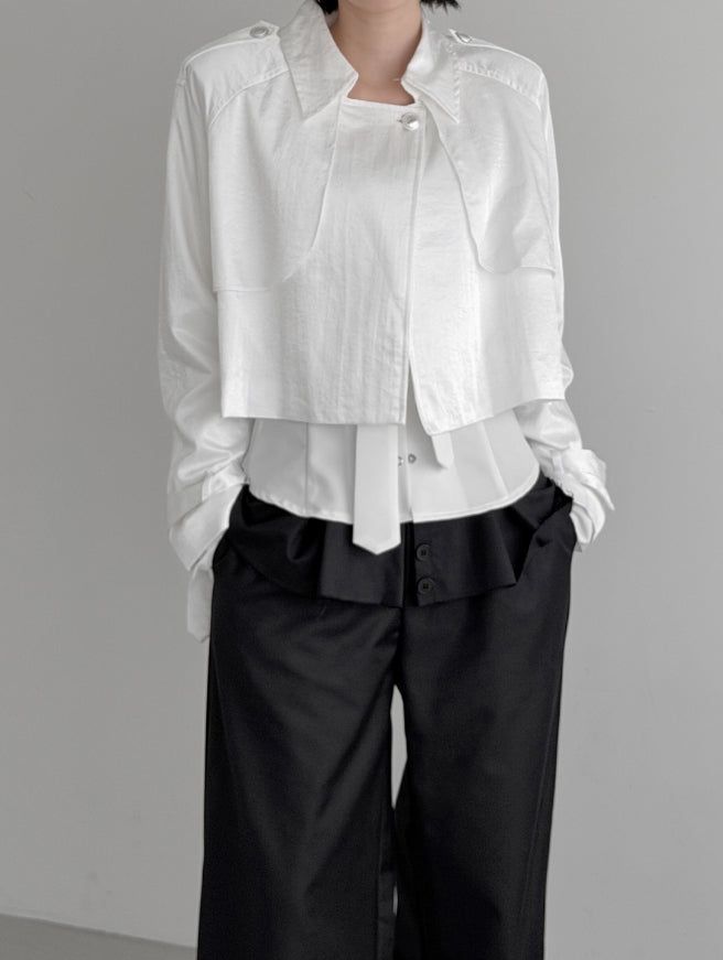 mnem（ムネム）の「Luel Satin Crop Trench Jacket（Jackets/Outerwear）」