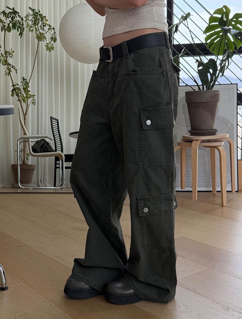 Wide flare cargo pants(2color)