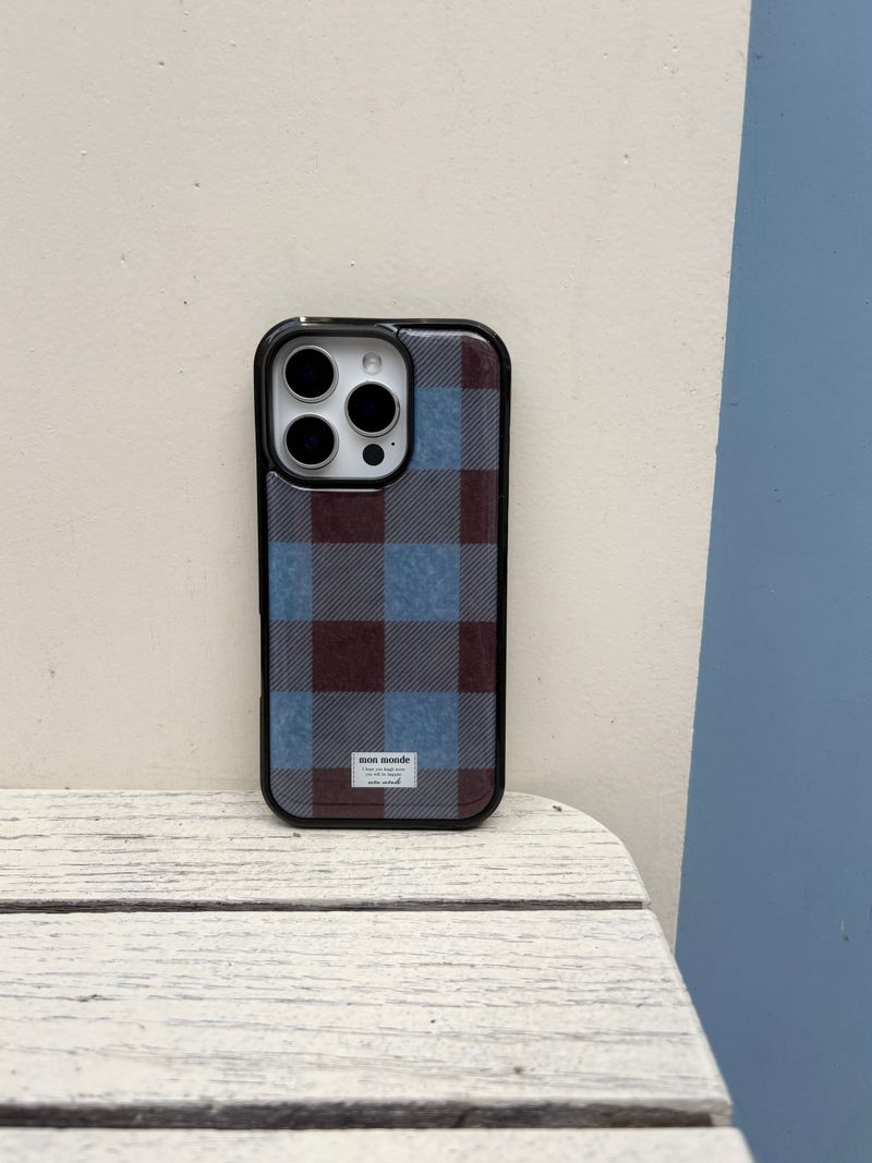 vintage check phone case
