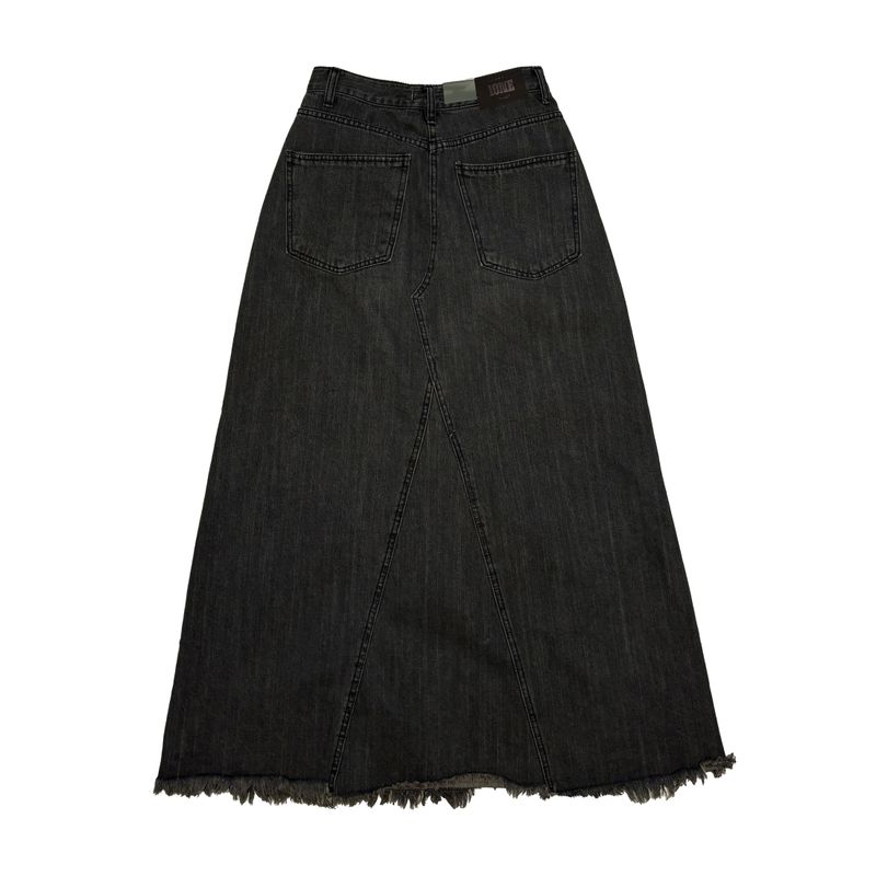Long cutting denim skirt