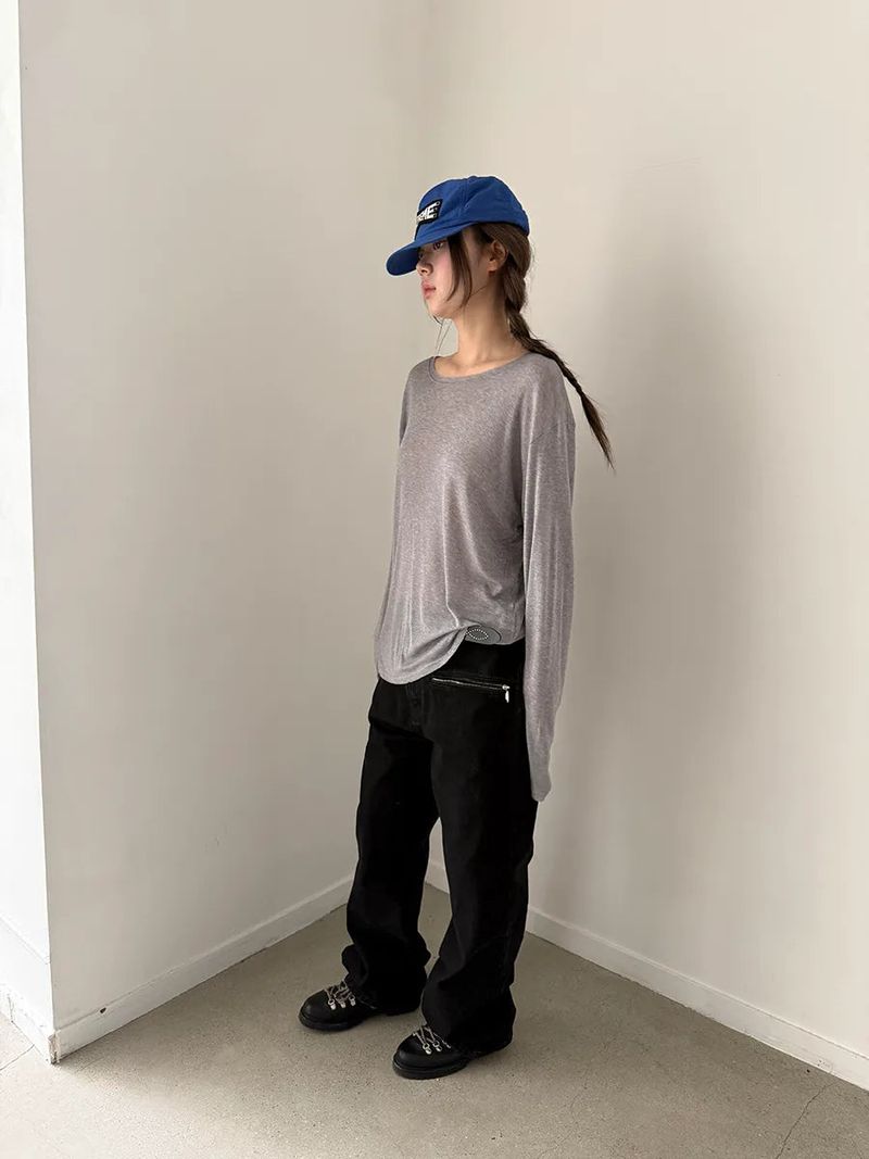 ring zip denim pants