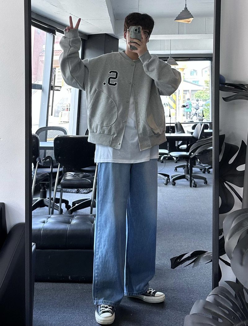 르위 워싱 와이드 데님 팬츠