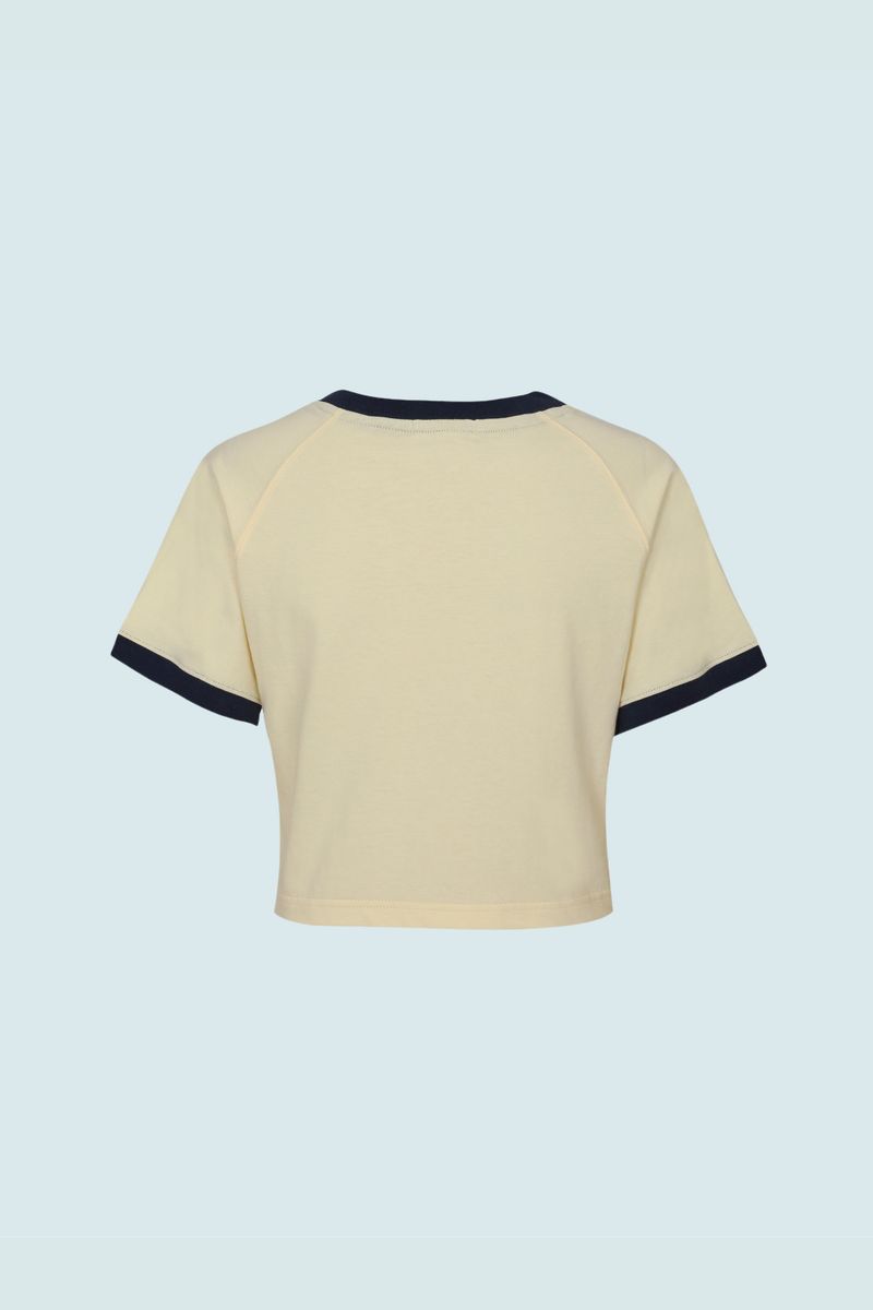 CONTRAST REGLAN CROP T-SHIRT (YELLOW)