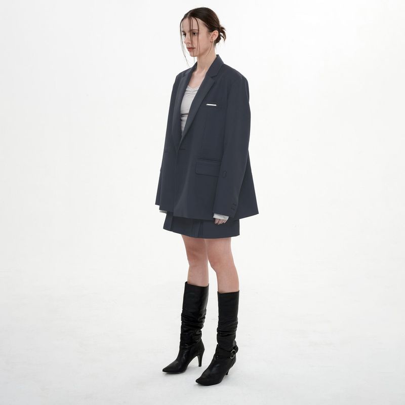 SLEEVE STRAP OVER FIT JACKET(BLUE GRAY)