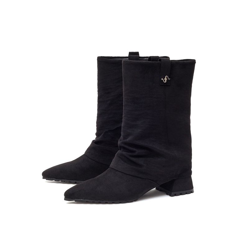 Slouchy Walker Boots(Suede Black)