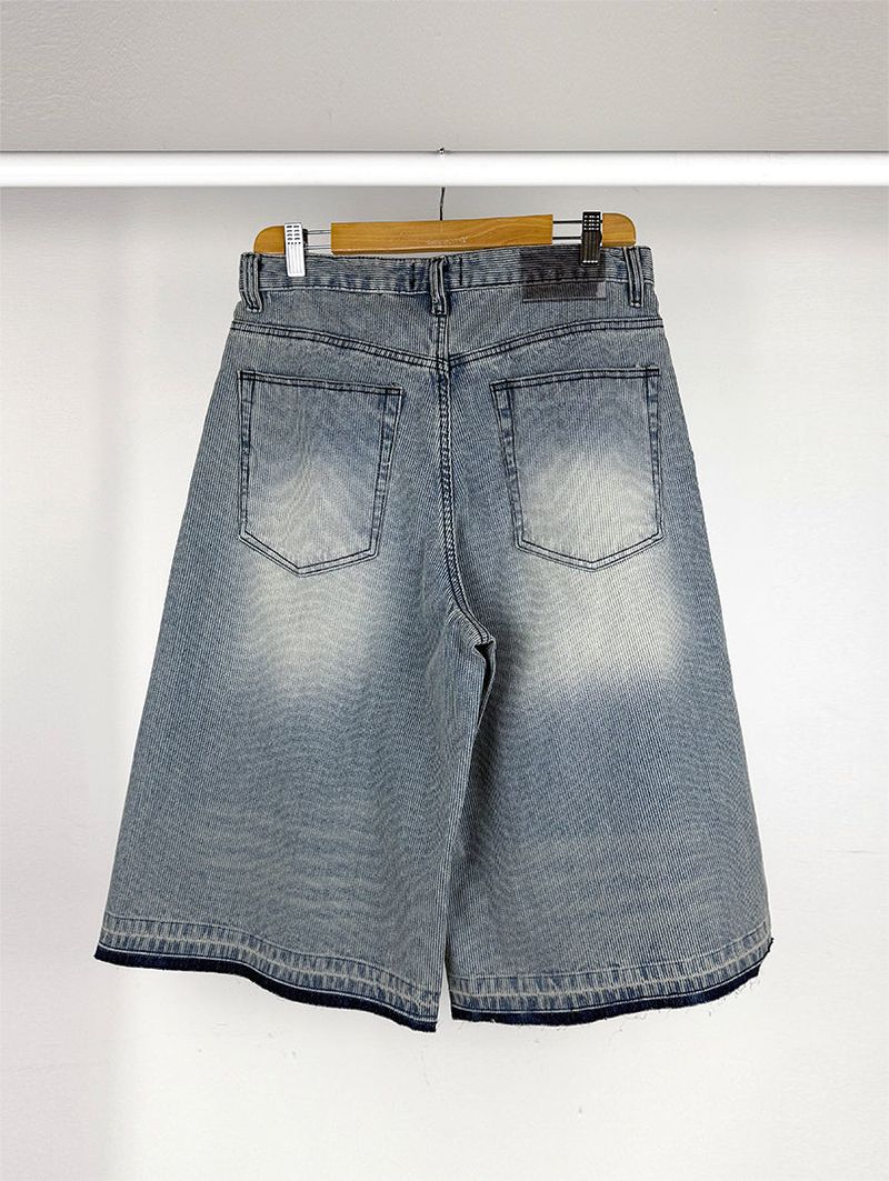 TEXTURE WIDE BERMUDA JEANS