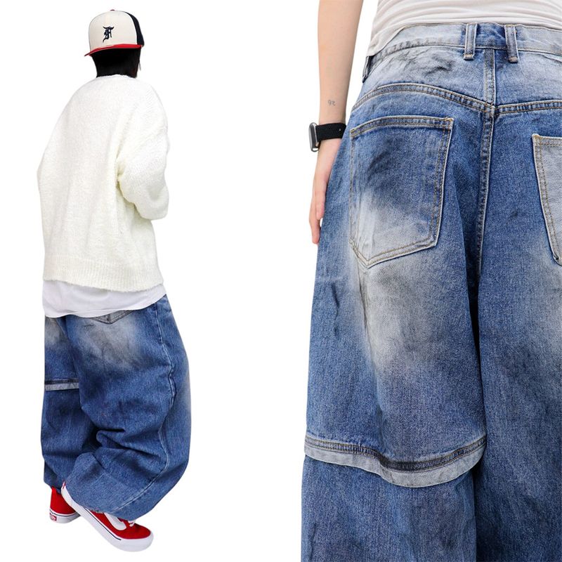 Vintage Embroidered Denim Balloon Pants