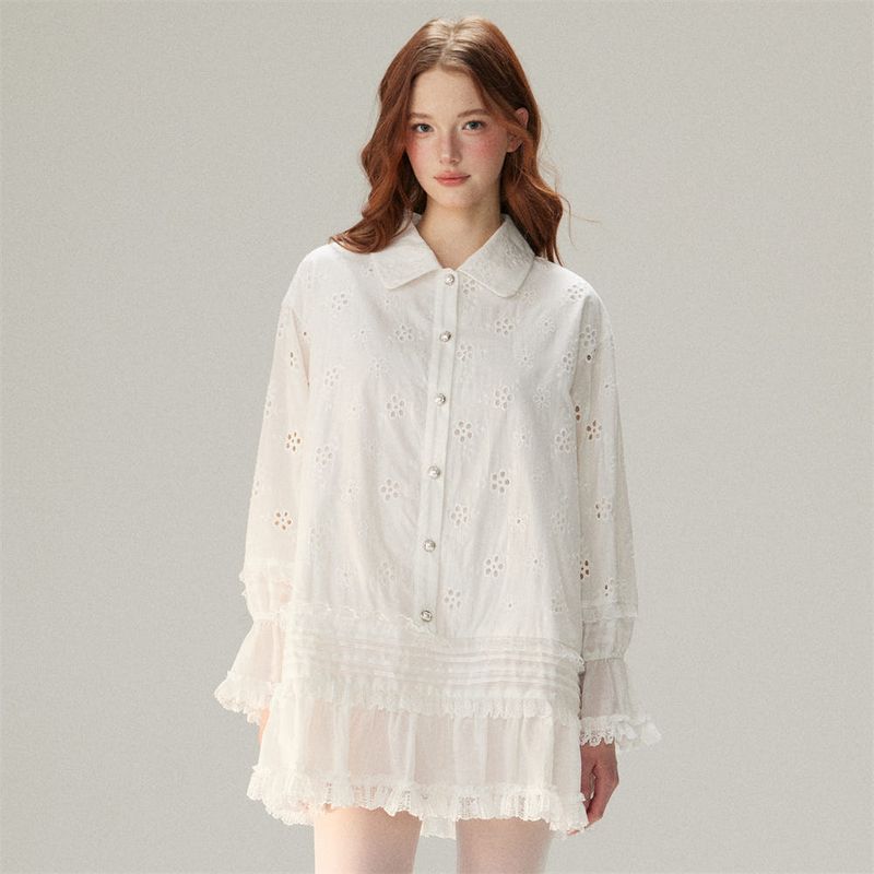 La mode MAQI（ラ モード マキ）の「ラブリーハイジレースシャツワンピース（ワンピース/ドレス）」