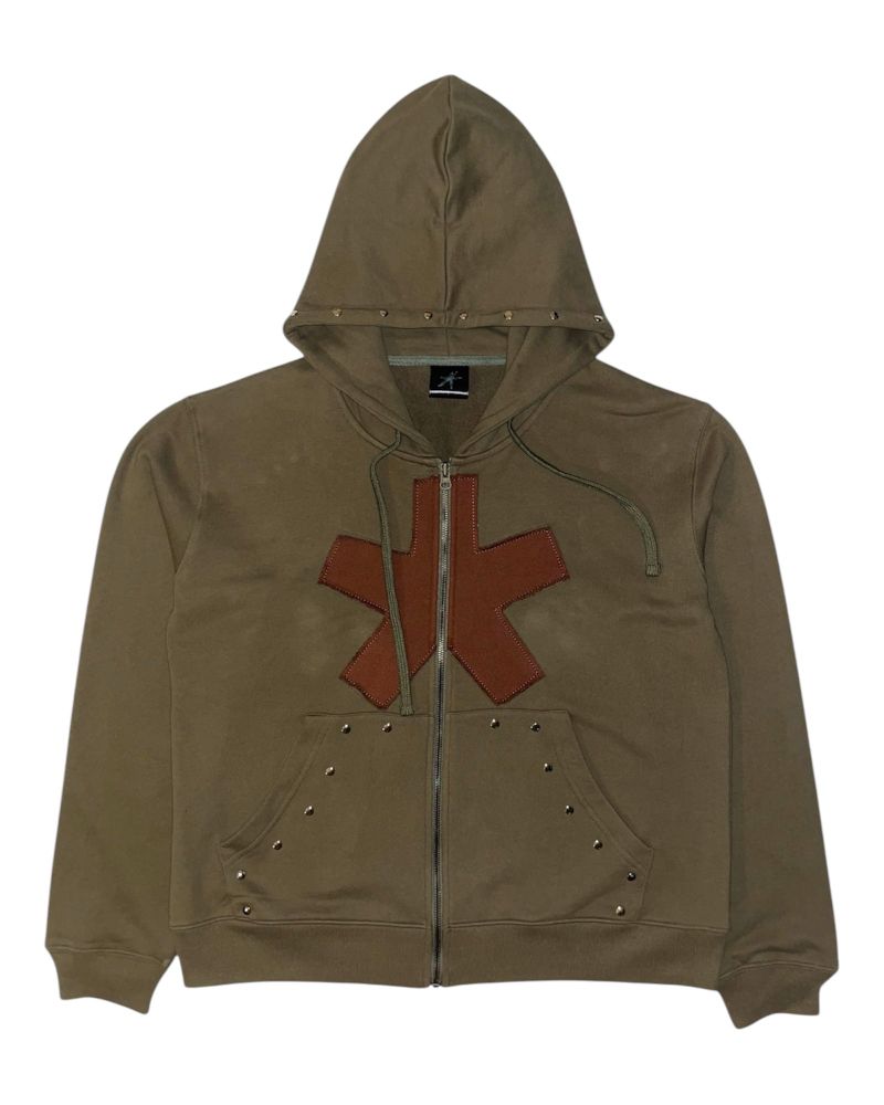 SMOKEASTAR(スモークアスター)の「STAR PATCHED HOODIE ZIP-UP(KHAKI)(Tops)」