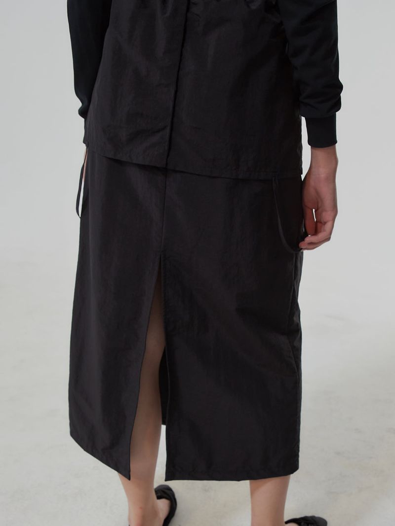 NYLON REVERSE LONG SKIRT (2 COLOR)
