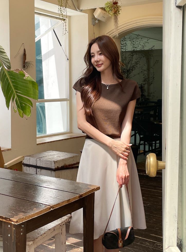Rihelle Unbalanced Flare Midi Skirt