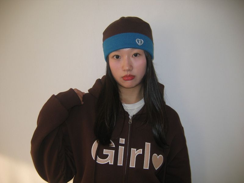 Twin key beanie - Teal brown