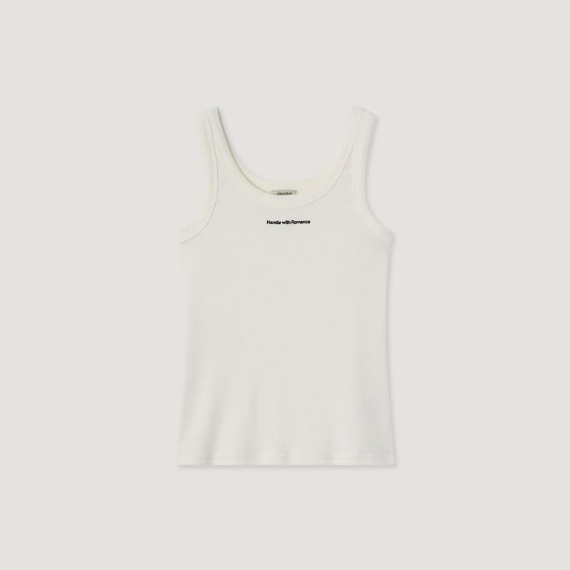 Ribbed Jersey Lettering Sleeveless T-shirt