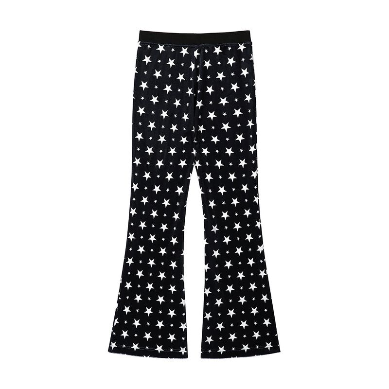 スターリーベルベットブーツカットパンツ - BLACK