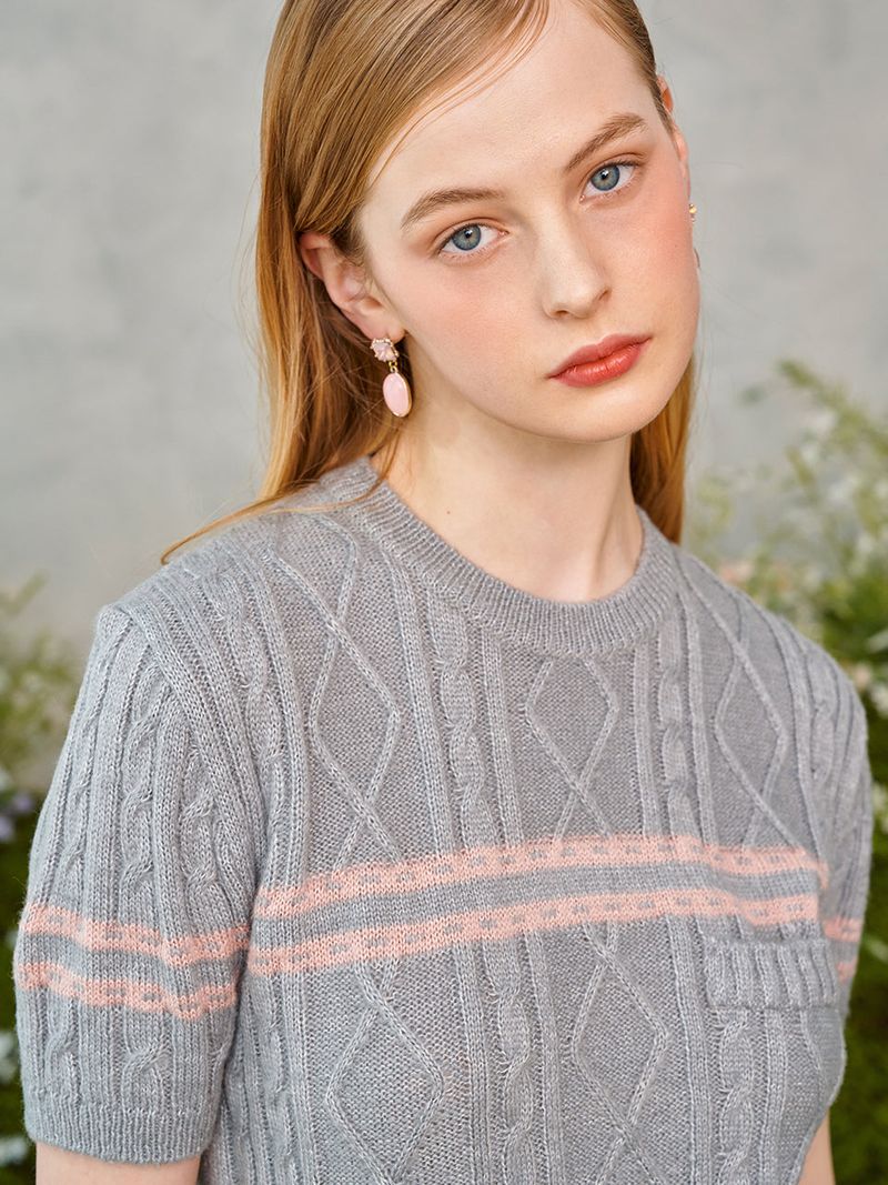 Color Line Twisted Knit (Gray)