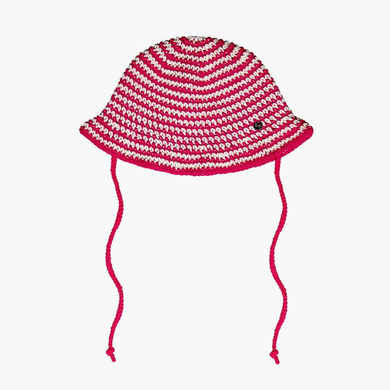 Stripe String Bucket Hat - Red