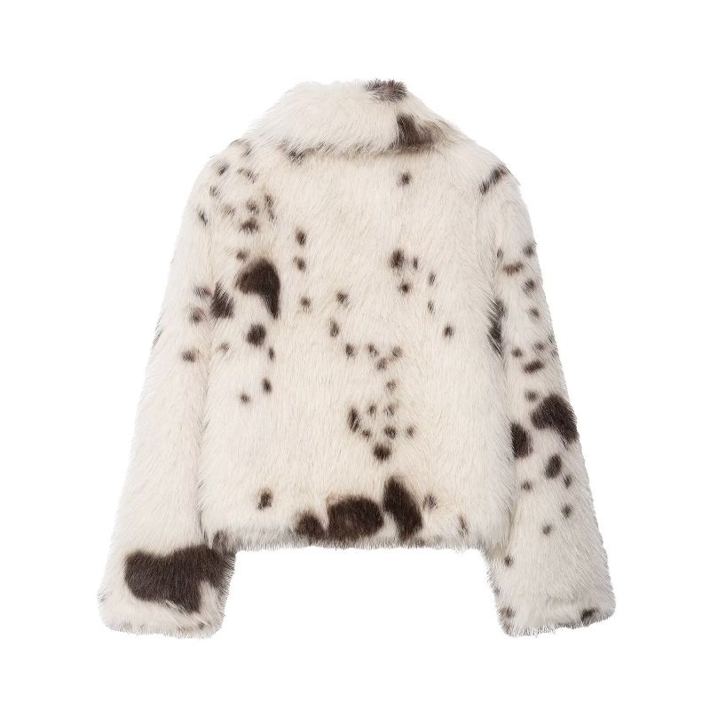 Milky Brown Spot Fur Jacket
