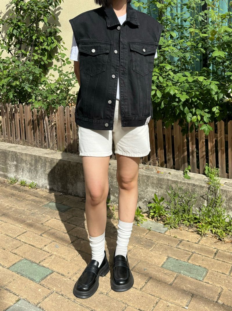 LOOSE FIT BLACK DENIM VEST code 21012