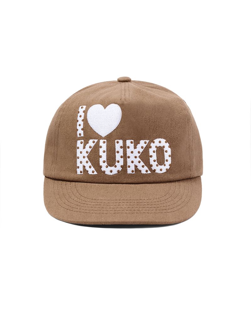 KUKO（クコ）の「I❤︎KUKO ドット5パネルキャップ_モカ（帽子）」