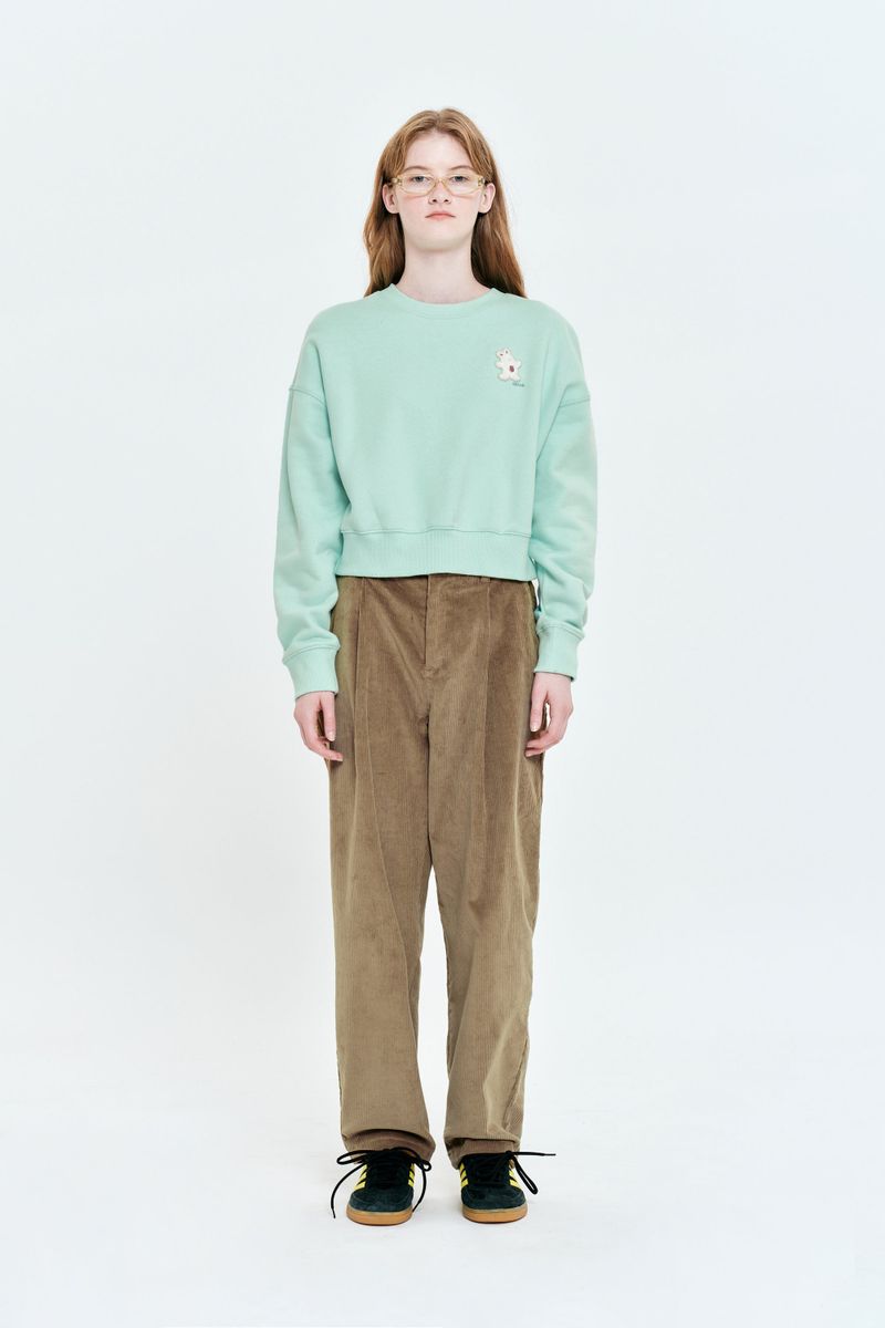 WITTY BUNNY WAPPEN CROP SWEATSHIRT [MINT]