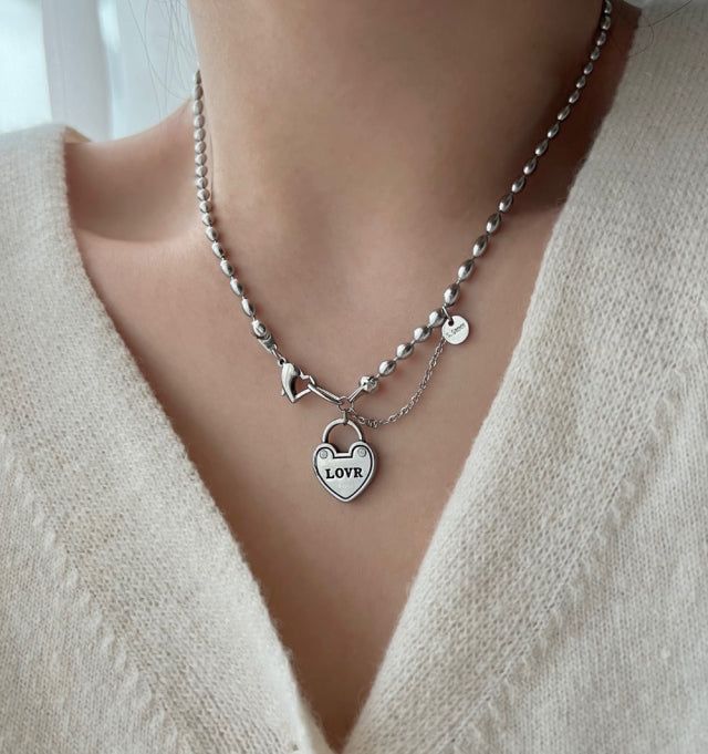 jalo Love Heart Lock Bold Chain Handmade Necklace