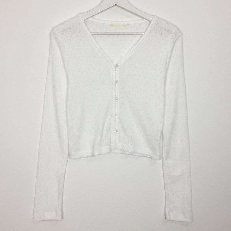 Vertical punching v-neck cardigan (4color)
