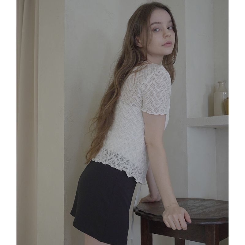 LACE RIBBON TOP-WHITE