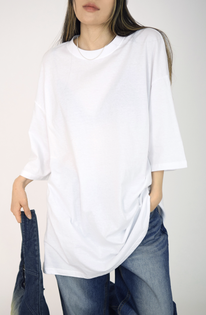(UNISEX)ivory boxy T