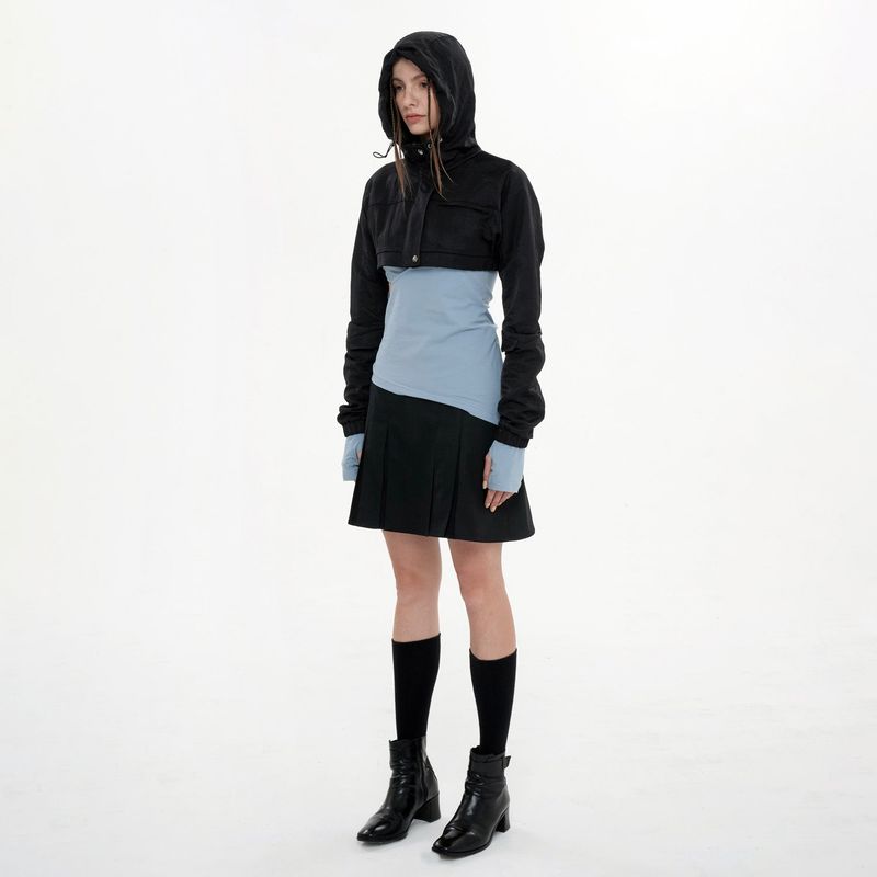 DETAIL HOODED BOLERO(BLACK)