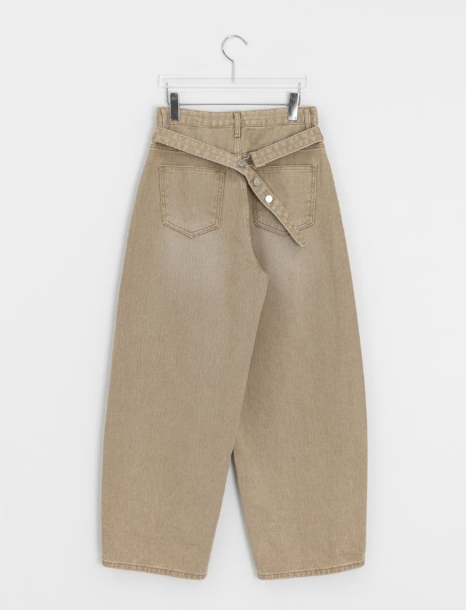 Crane Back Point Wide Washing Denim Pants