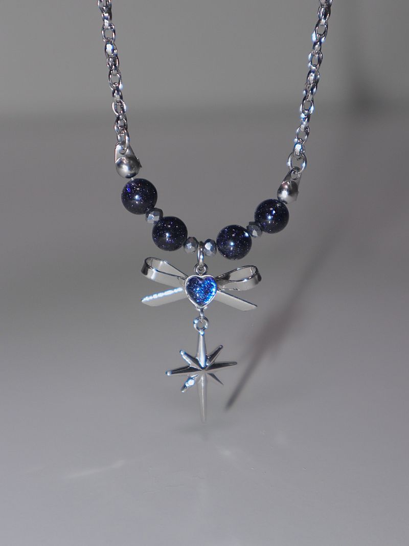 purple starlight heart ribbon necklace