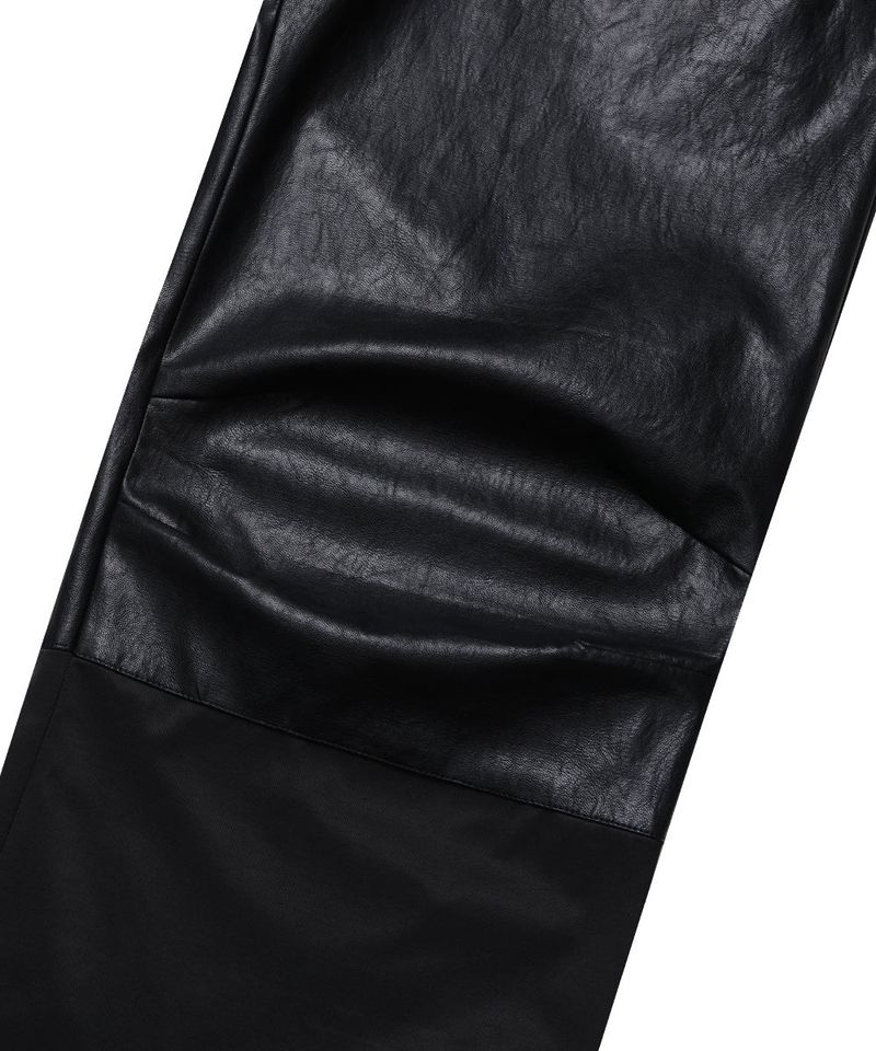 FAUX LEATHER WIDE PANTS_BLACK