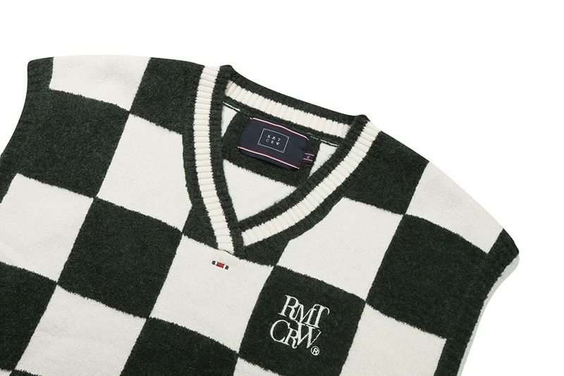 CHECKER BOARD TERRY VEST_GREEN
