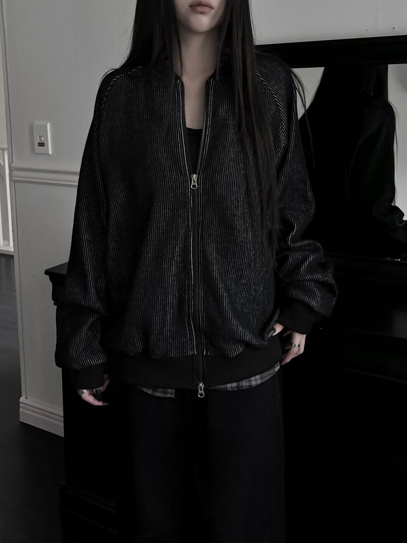 pair wool stripe zip-up (unisex)
