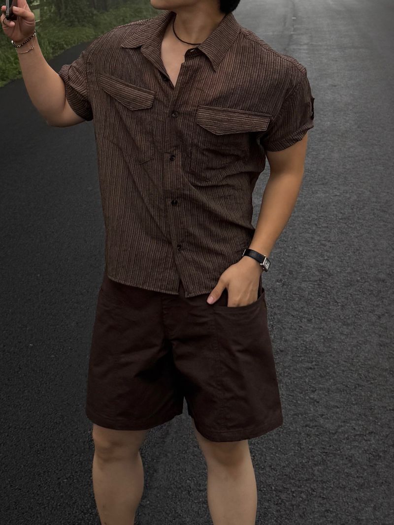 Cooling washah roll-up cropped shirt