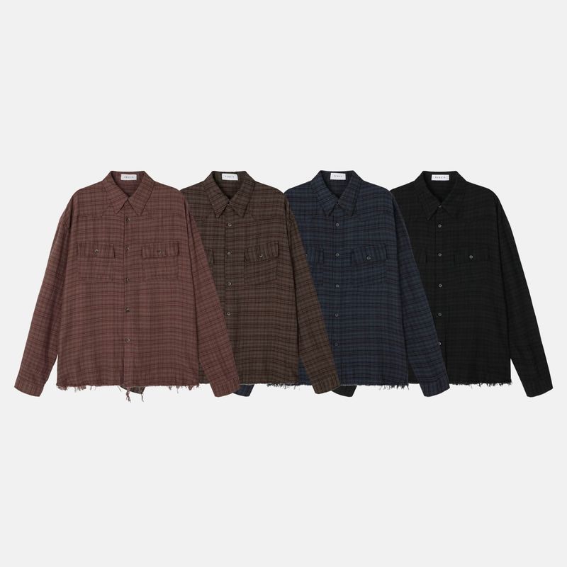 Ravi Raw-Edge Check Shirt (4 Colors)