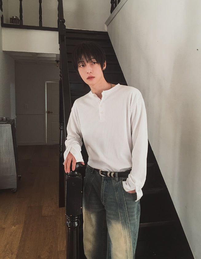 Levan Cuffs Henley Neck Long Sleeve